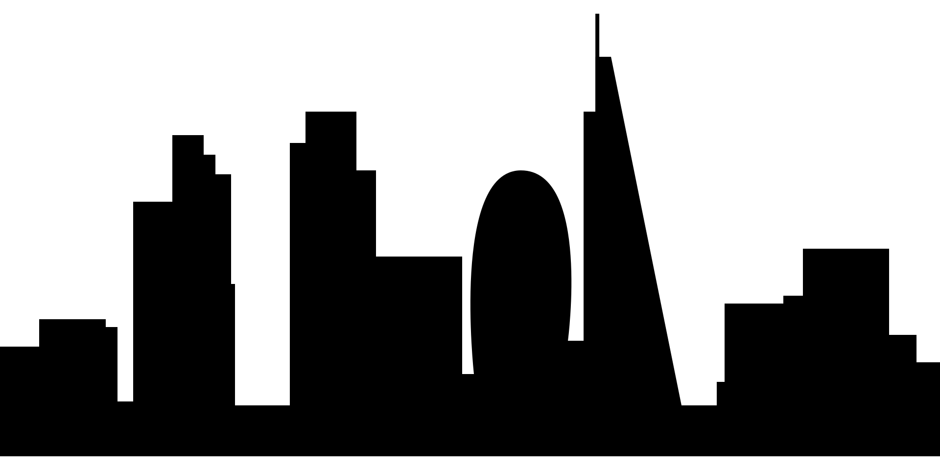 A silhouette of the landscape of a city
